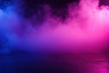 Poster - Gradient of blue purple and pink with smoke effect in a dark room for background use or presentation