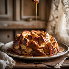 Poster - Bread Pudding with Caramel Drizzle