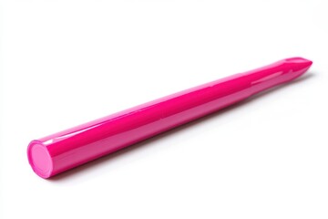 Poster - Vibrant pink vinyl roll casting soft shadows on a clean white surface in a studio setting creating a modern and minimalist aesthetic perfect for design projects