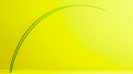 Poster - Abstract Green Line On Bright Yellow Background