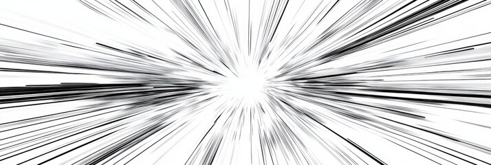 Poster - Monochrome abstract background with motion lines radiating from center