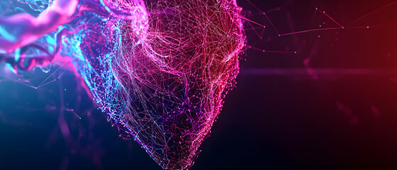 Poster - abstract glowing pink and blue particles design