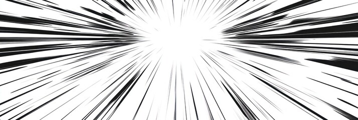 Poster - Monochrome radial burst illustration, emphasizing dynamic speed and movement