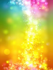 Poster - radiant cascade of shimmering starlight against a vibrant rainbow gradient backdrop creating a magic
