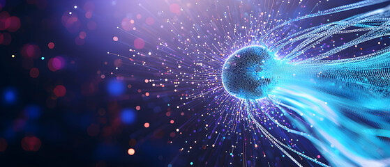 Poster - abstract digital art with glowing particles and colorful burst
