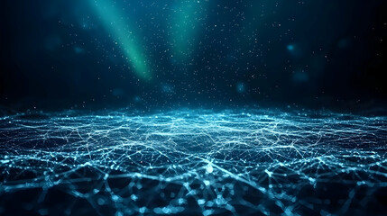 Poster - Abstract Futuristic Network Background With Glowing Dots