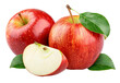 © Tanjil - Fresh Red Apples with Green Leaves on a White Background, Perfect for Healthy Snacking and Cooking on transparent background