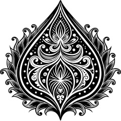 abstract black and white pattern with floral vector elements for a seamless vintage design