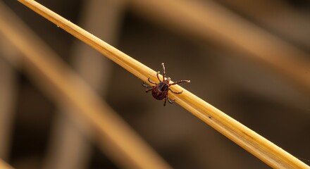 tick on stem macro