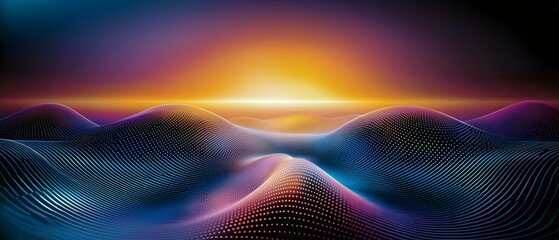 Poster - abstract colorful digital landscape sunset