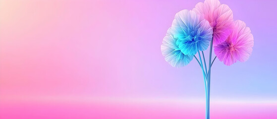 Poster - Abstract Pink And Blue Floral Arrangement