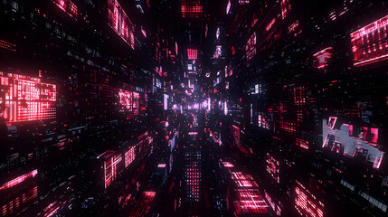 Poster - Abstract Glowing Neon Tunnel Effect