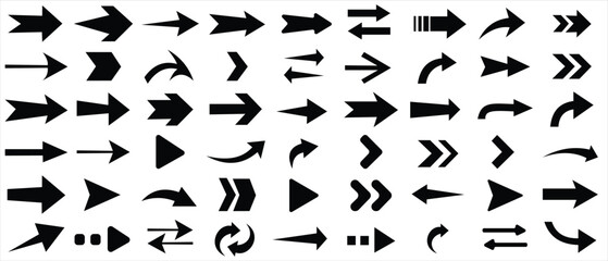Fototapete -  Different arrow icon set vector design. Set of arrow icons. Arrows icon. Arrows for web design. Different shape and size pointer set. Cursor outline. 