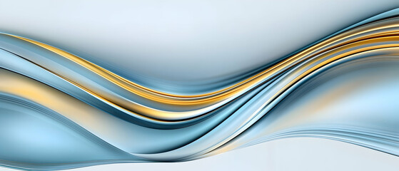 Poster - abstract blue and gold wave design