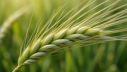 Aufkleber - Micro World Of Wheatgrass A Close Up View Reveals The Beauty And Detail Of A Single Blade Nature's Intricate Design Offers A Glimpse Into The Wonders Of Healthy Growth.