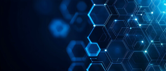 Poster - Abstract Futuristic Blue Hexagon Pattern