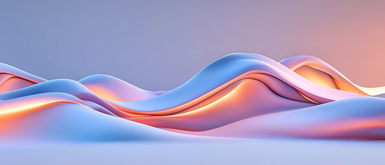 Poster - abstract 3d wave landscape with gradient colors