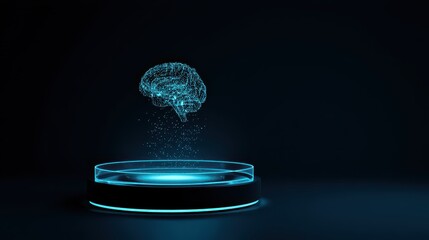 Poster - Abstract background with digital circuitry and glowing neural connections, a futuristic techno brain  image