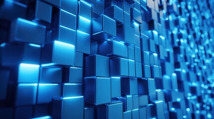 Poster - Abstract glowing blue polygonal backdrop. Technology, innovation and future concept. 3D Rendering illustration