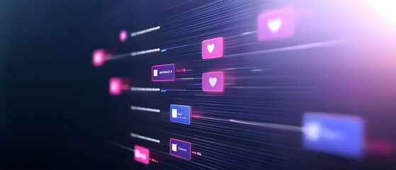 Poster - Abstract Digital Social Media Icons Visualization