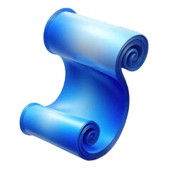 Poster - Volumetric illustration of a flowing blue contract scroll icon in a digital style