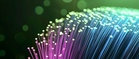 Poster - Close Up Optical Fibers Glowing In Multicolored Light