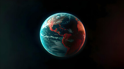 Poster - Pixelated Earth Globe In Dark Space