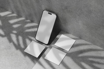Aufkleber - Modern Smartphone and Social Media post Mockup Template for Branding and Design, 3d rendering