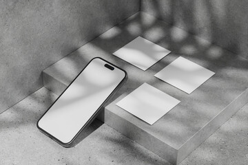 Aufkleber - Modern Smartphone and Social Media post Mockup Template for Branding and Design, 3d rendering