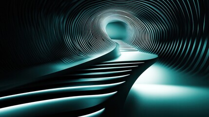 Poster - Abstract futuristic interior staircase and tunnel