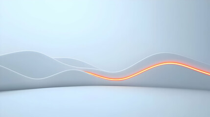 Poster - Abstract Geometric White Room With Orange Light Line