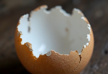 Poster - Delicate Beauty Of A Broken Egg. Cracks Reveal Texture And Fragility. Perfect For Representing New Beginnings, Vulnerability, Or The Raw Beauty Of Nature. A Close Look At Imperfection.