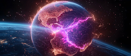 Poster - Abstract Glowing Earth Visualization In Space