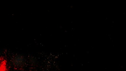 Wall Mural - corner red fire flares and ember particles effects loop transparent background alpha channel
