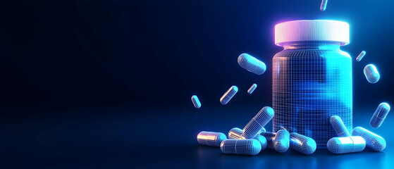 Poster - Glowing Digital Medicine Bottle