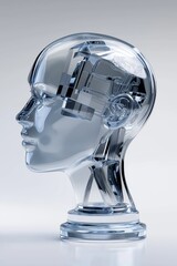Fototapete - a head made of clear plastic with a small hole in the middle. the head is empty and has no hair