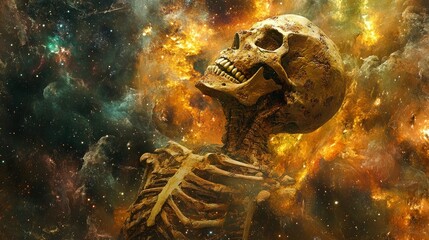 Wall Mural - celestial skeleton a cosmic rebirth
