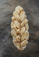 Aufkleber - Oatmeal Grain Macro, Detailed Layered Texture. Single Flake Magnified Shows Structure. Healthy Eating, Breakfast Cereal. Fiber Source. Natural Food.