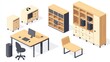 © Syarif - Office furniture isometric illustration
