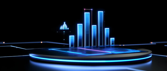 Poster - Futuristic Glowing Blue Cityscape Display