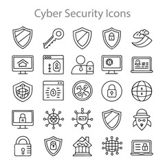 Cyber Security icons set  vector design 