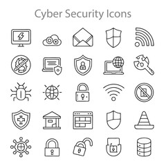 Cyber Security icons set  vector design 