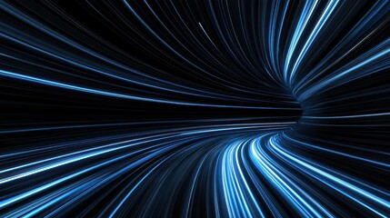 Poster - Abstract Blue Light Tunnel: A Journey Through Digital Space