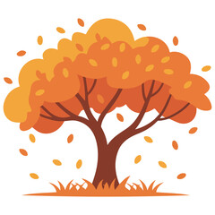 Colorful autumn trees landscape isolated vector illustration on white background