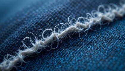Aufkleber - Extreme Macro Of Fabric Threads Separating Detail Visible Texture And Pattern Close Up. Fibers Pulling Apart Show Wear Fragility. Cloth Unraveling Is A Concept. Material Design Detail Shown Clearly.