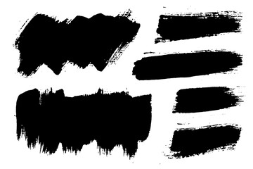 Aufkleber - Vector brush stroke textures of different shapes. Paint text boxes and paintbrush collection. Grunge banners for authentic design vibe. Painted backgrounds
