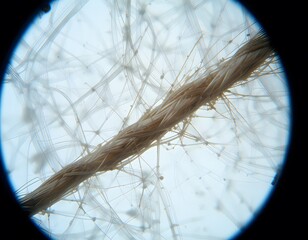 Aufkleber - Macro View Of Natural TShowing Interwoven Strands. Detailed Fibers Under Magnification Offer Texture. Close-up Reveals The Beauty Of Simple Materials. A Perfect Visual For Craft Projects.