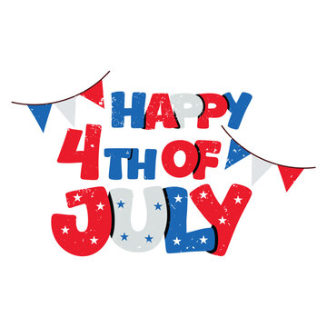 4th Of July Lettering Vector Design.