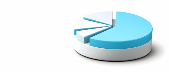 Poster - Light Blue And White 3D Pie Chart On White Background