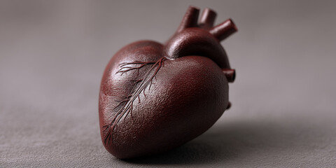 Aufkleber - Dark-red textured anatomical heart model, showcasing detailed vascular system, symbolizes health, love, Valentine's Day, or medical concepts